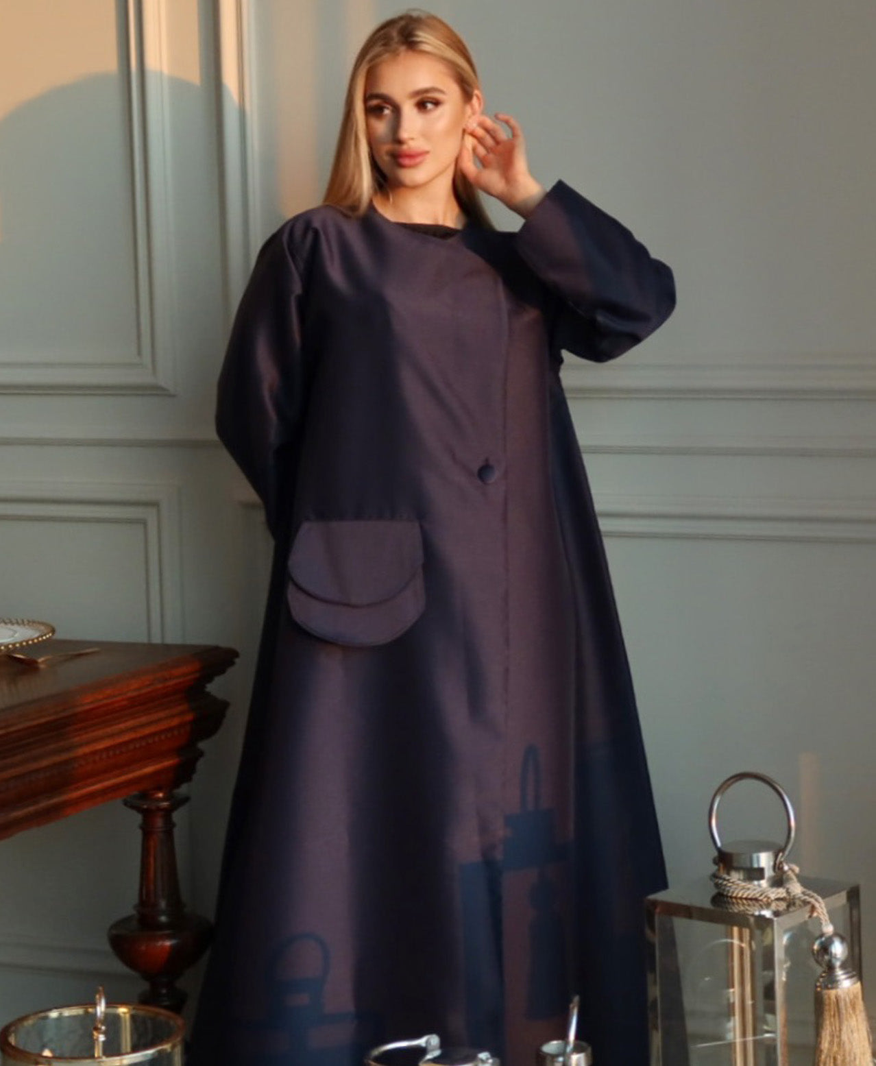 Royal Blue Silk Abaya