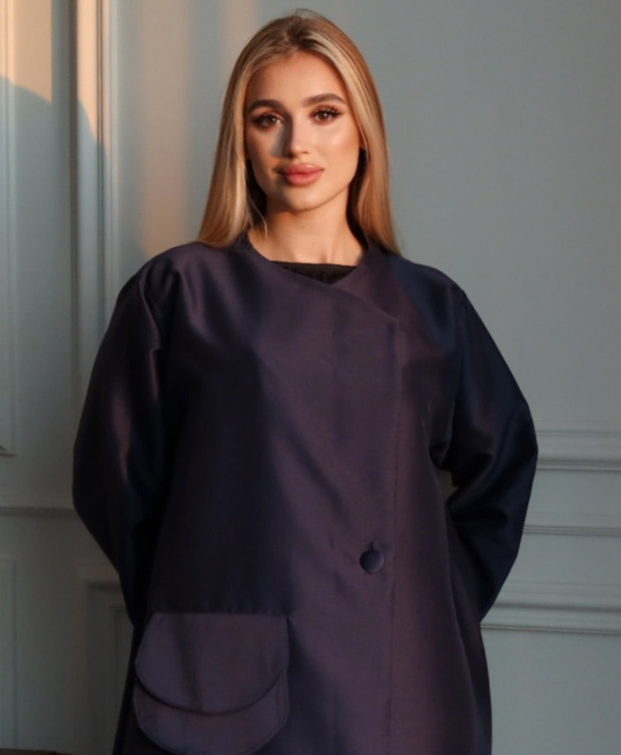 Royal Blue Silk Abaya