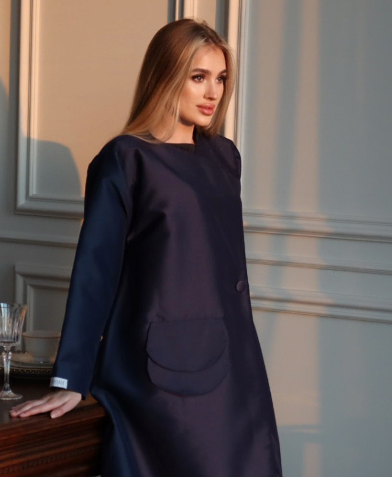 Royal Blue Silk Abaya